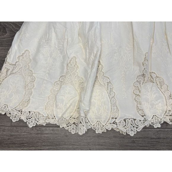Topshop Petite Skirt 6 Ivory Lace Embroidered Eyelet Boho Cottagecore Coquette‎ - Picture 3 of 7